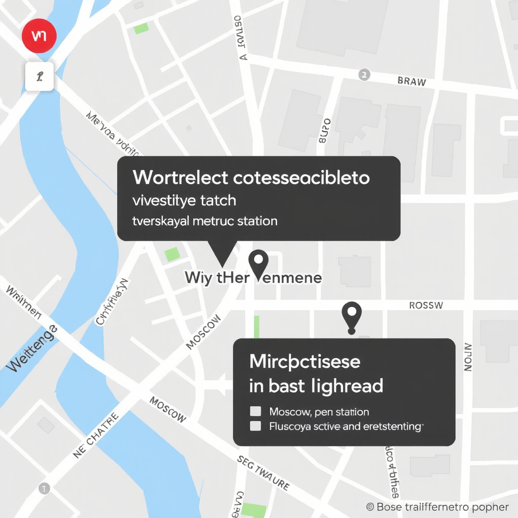 Карта расположения юридического офиса Whitney на Тверской улице в Москве, показывающая точное местоположение и ближайшие станции метро